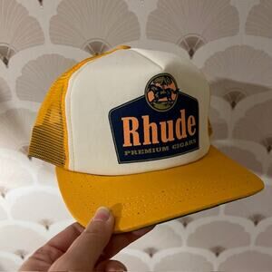 Rhude Cigars Trucker Hat Yellow and Ivory
